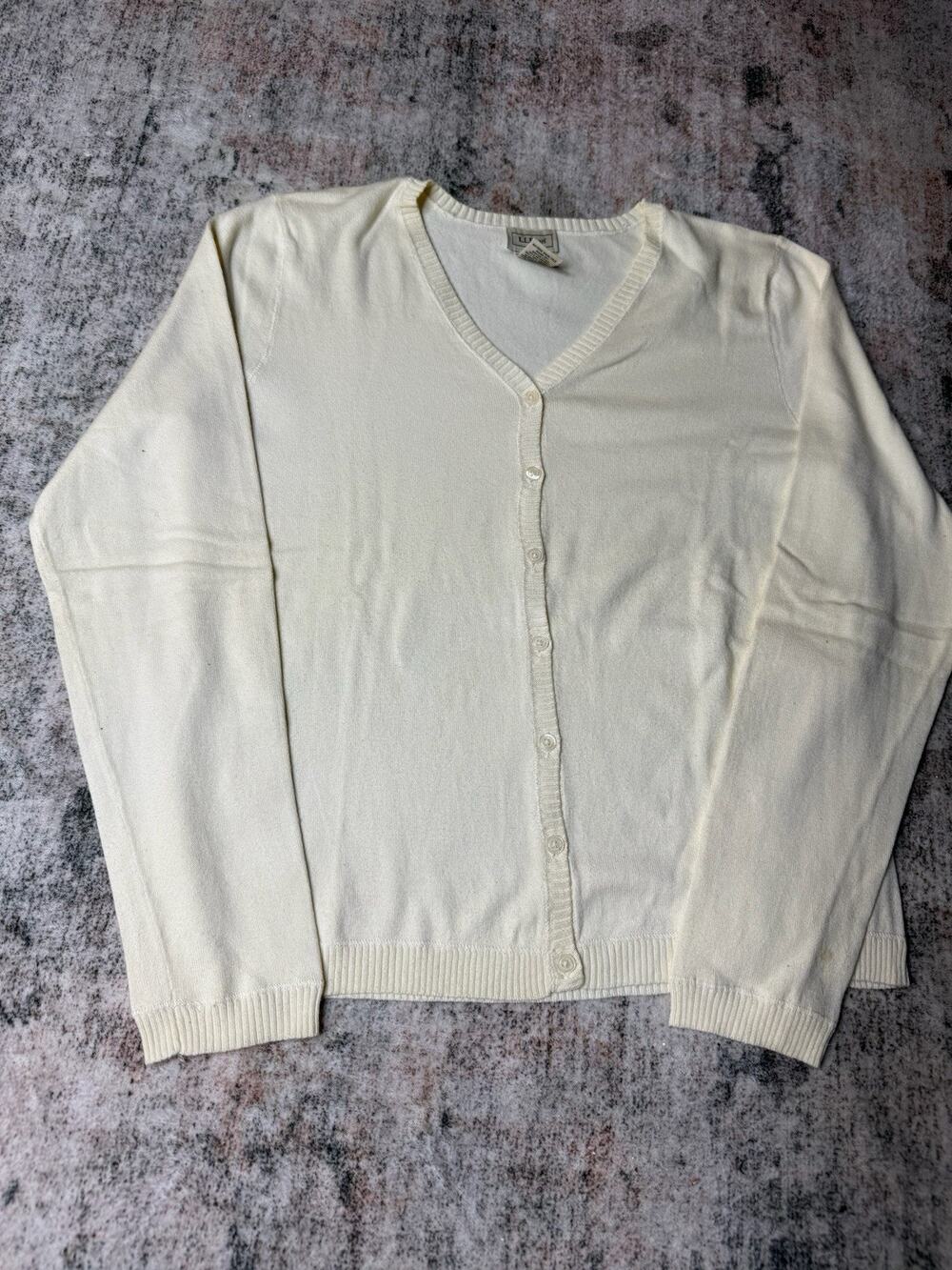 Vintage LL Bean V Neck Button Up Sweater 100% Cotton Womens Size XS Minimalist